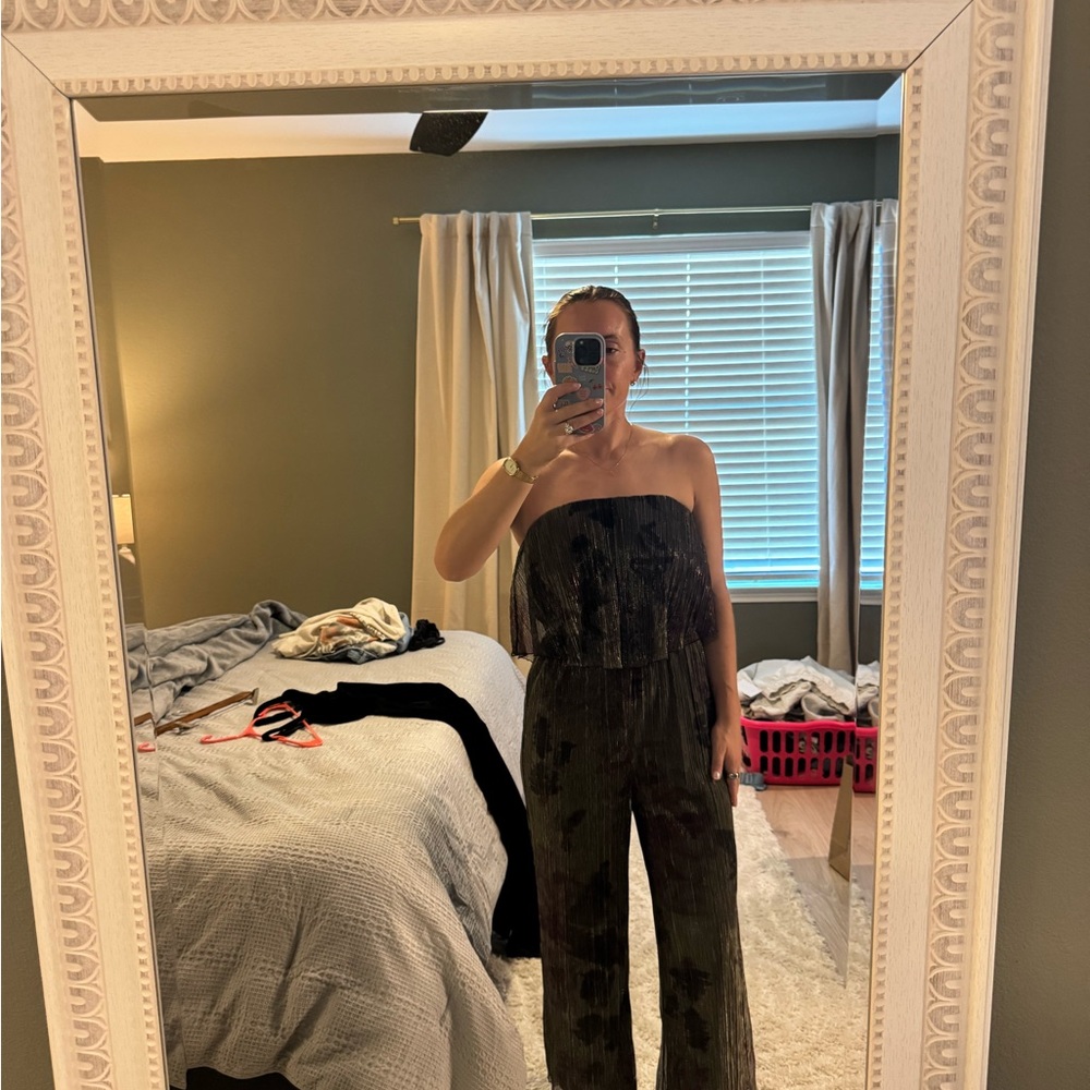Wildfox Olive Strapless Wide-Leg Jumpsuit